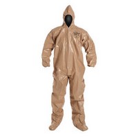 Dupont Personal Protection C3122TTN3X00 DuPont 3X Tan Tychem CPF3 Coveralls With Taped Seams, Front Zipper Closure, Elastic Wris